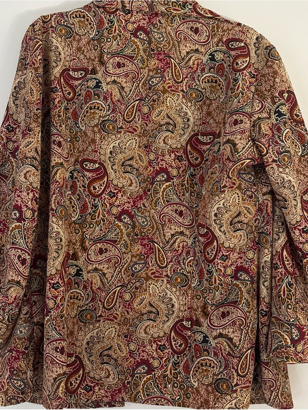 Notations Multicolor Paisley Button-Up Shirt Jacket — Red, Tan, Gold, Black - Picture 6 of 6
